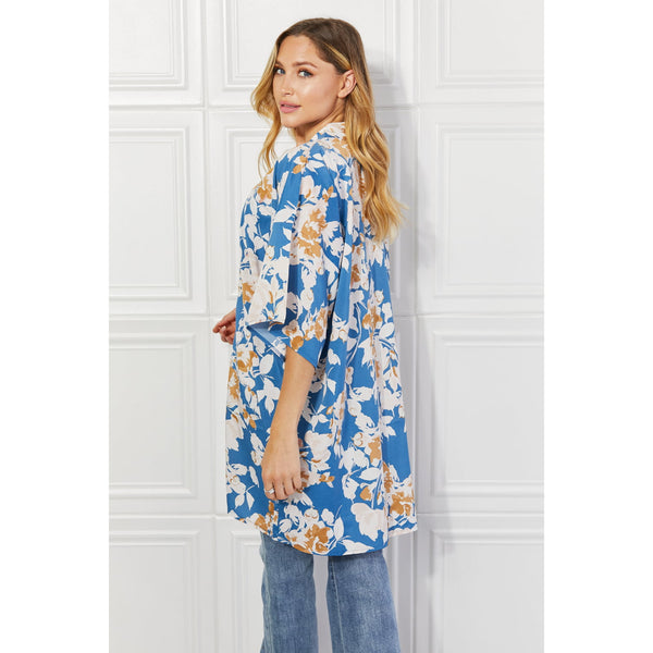 Justin Taylor Time To Grow Floral Kimono in Chambray