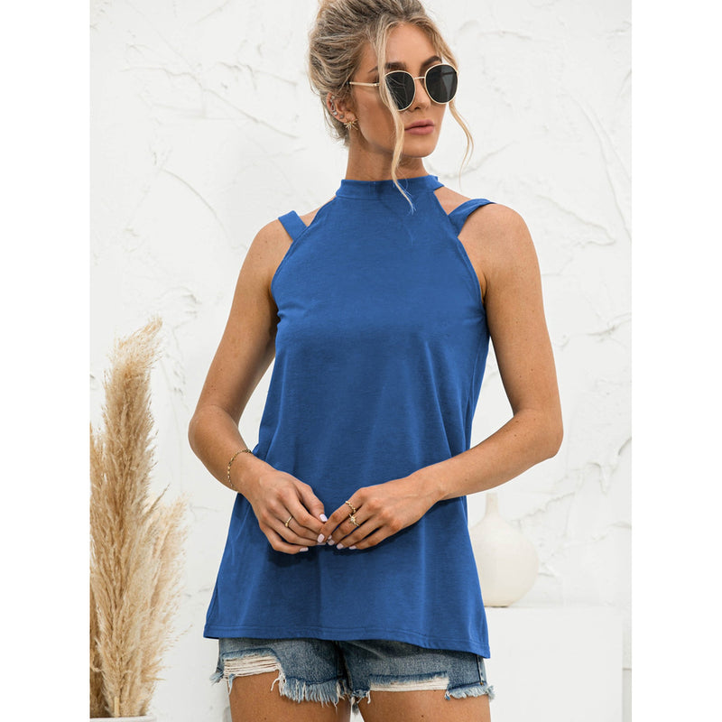 Cutout Mock Neck Tank