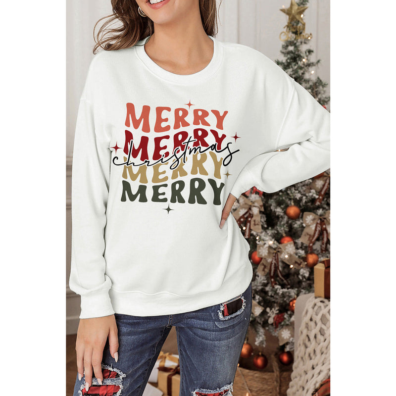 MERRY CHRISTMAS Letter Graphic Sweatshirt - Courageous & Confident Club