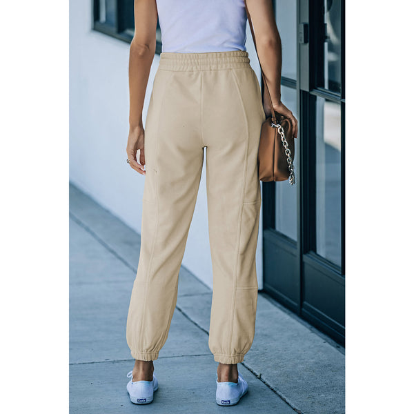 Drawstring Waist Zip Detail Joggers with Pockets