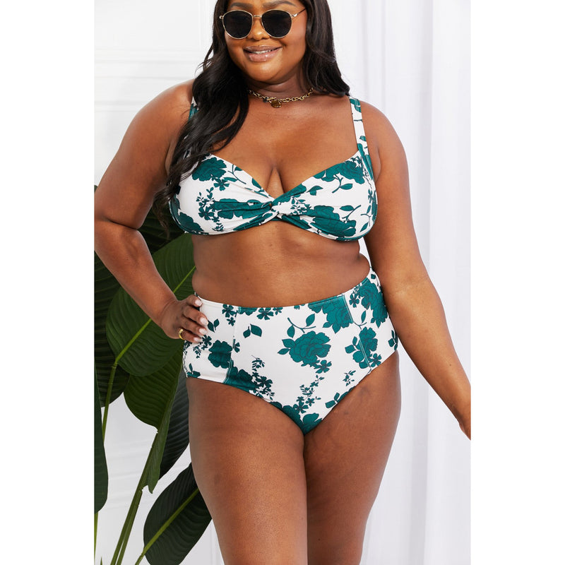 Marina West Swim Take A Dip Twist High-Rise Bikini in Forest