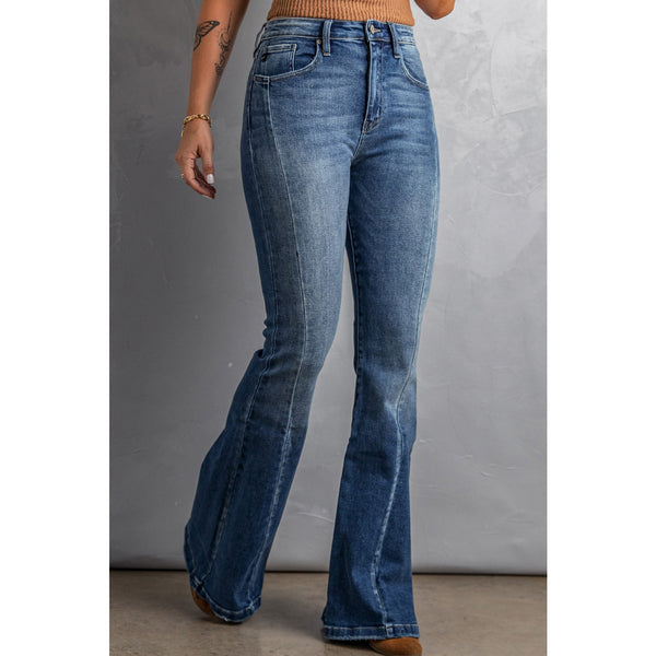 High Waist Flare Jeans with Pockets