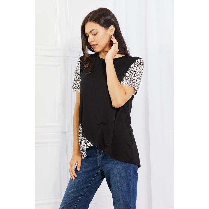 Heimish Full Size Animal Print Contrast Top