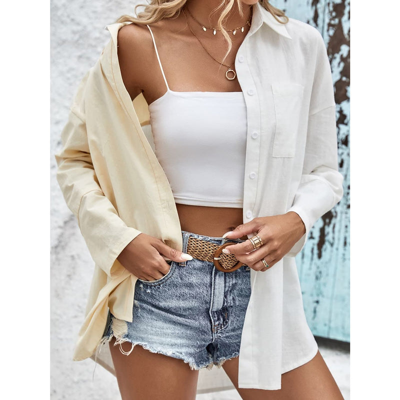 Two-Tone Contrast Drop Shoulder Shirt