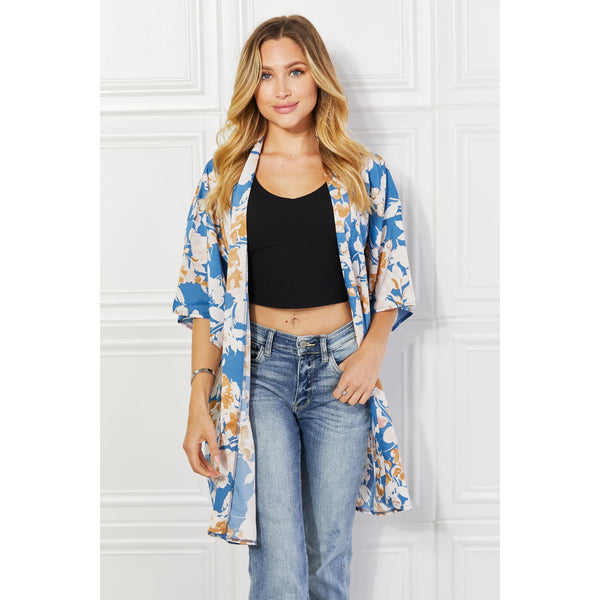 Justin Taylor Time To Grow Floral Kimono in Chambray