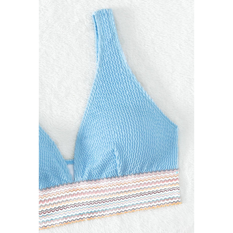 Contrast Textured High Cut Swim Set