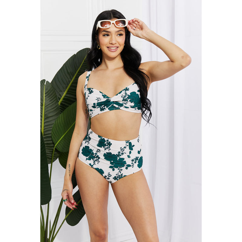 Marina West Swim Take A Dip Twist High-Rise Bikini in Forest