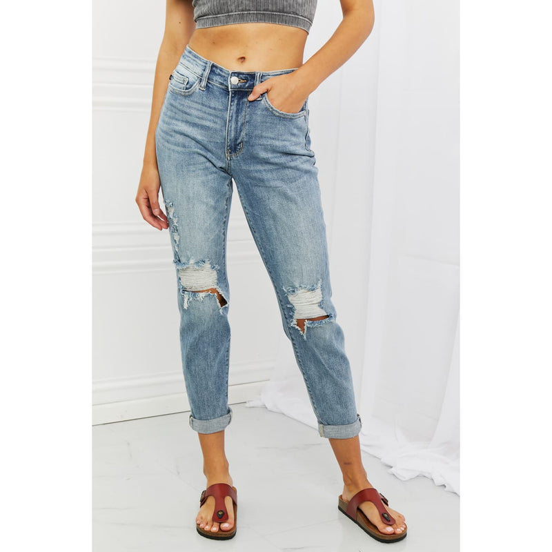 Judy Blue Malia Full Size Mid Rise Boyfriend Jeans
