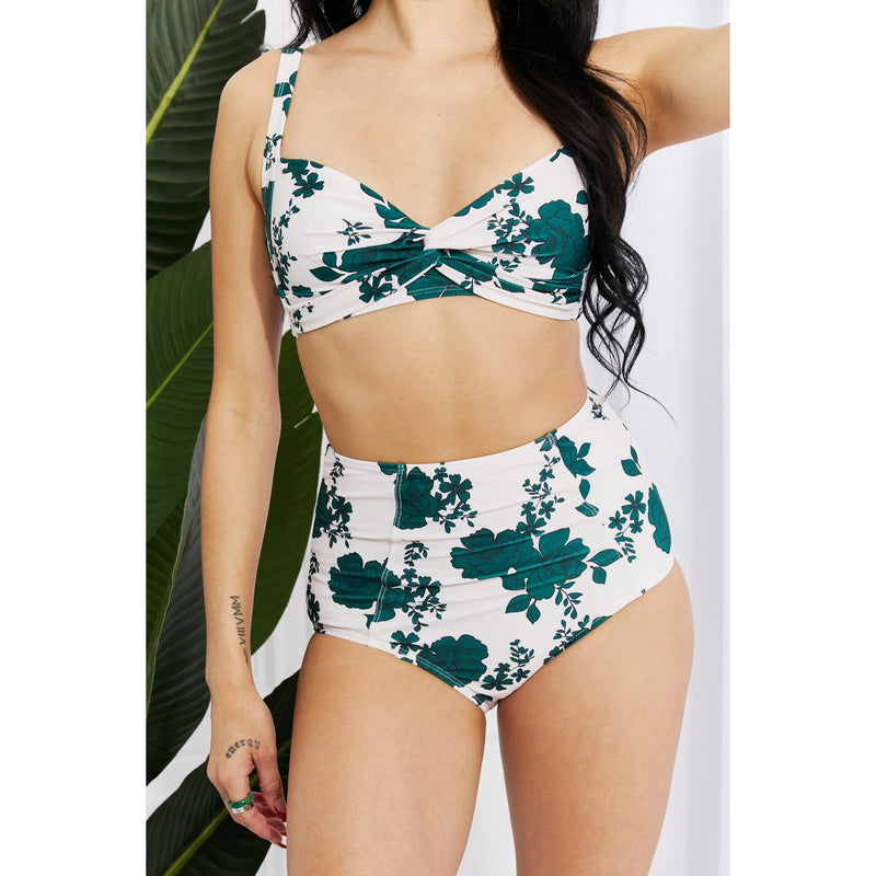 Marina West Swim Take A Dip Twist High-Rise Bikini in Forest