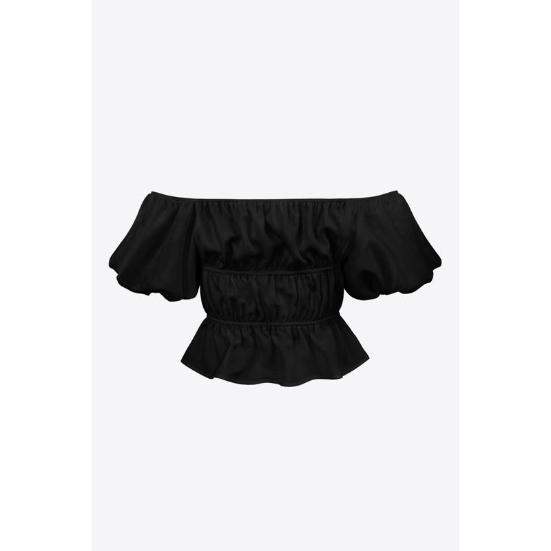 Square Neck Balloon Sleeve Cropped Blouse