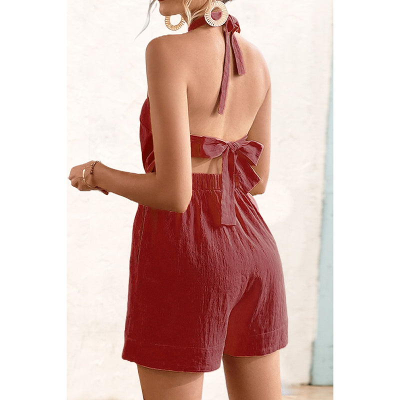 Halter Neck Tie Back Romper