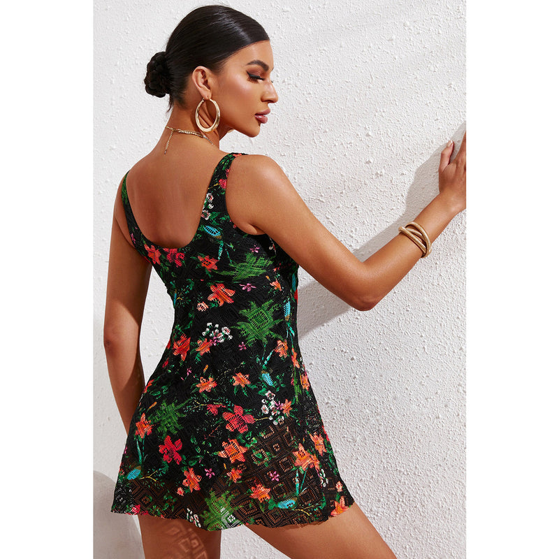 Full Size Twist Front Sleeveless Swim Dress