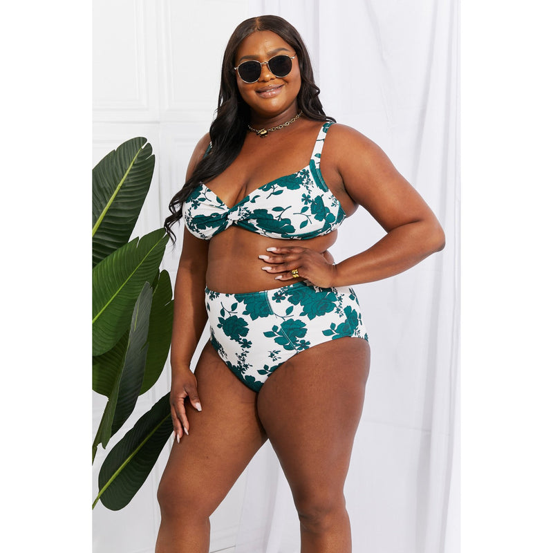 Marina West Swim Take A Dip Twist High-Rise Bikini in Forest